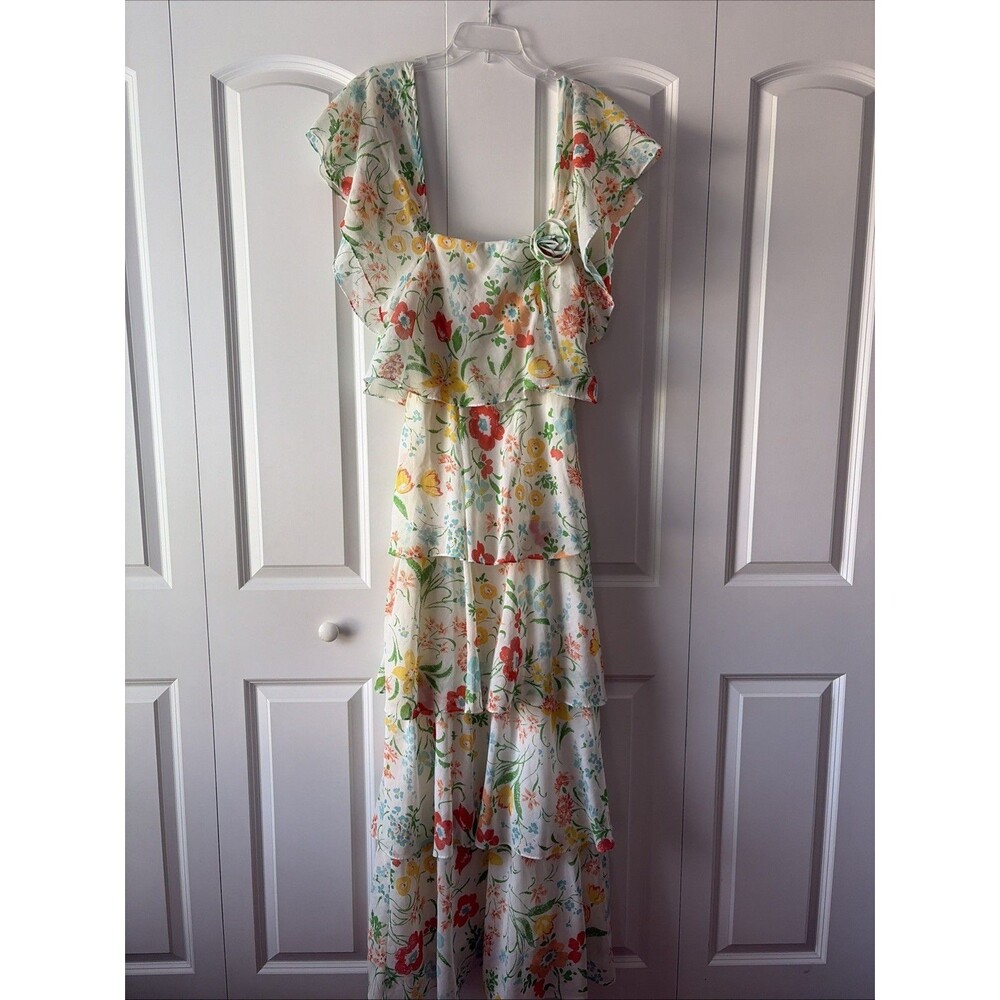Miss Elliette California Vintage Floral Tiered Party Dress Style 9892 Size 10